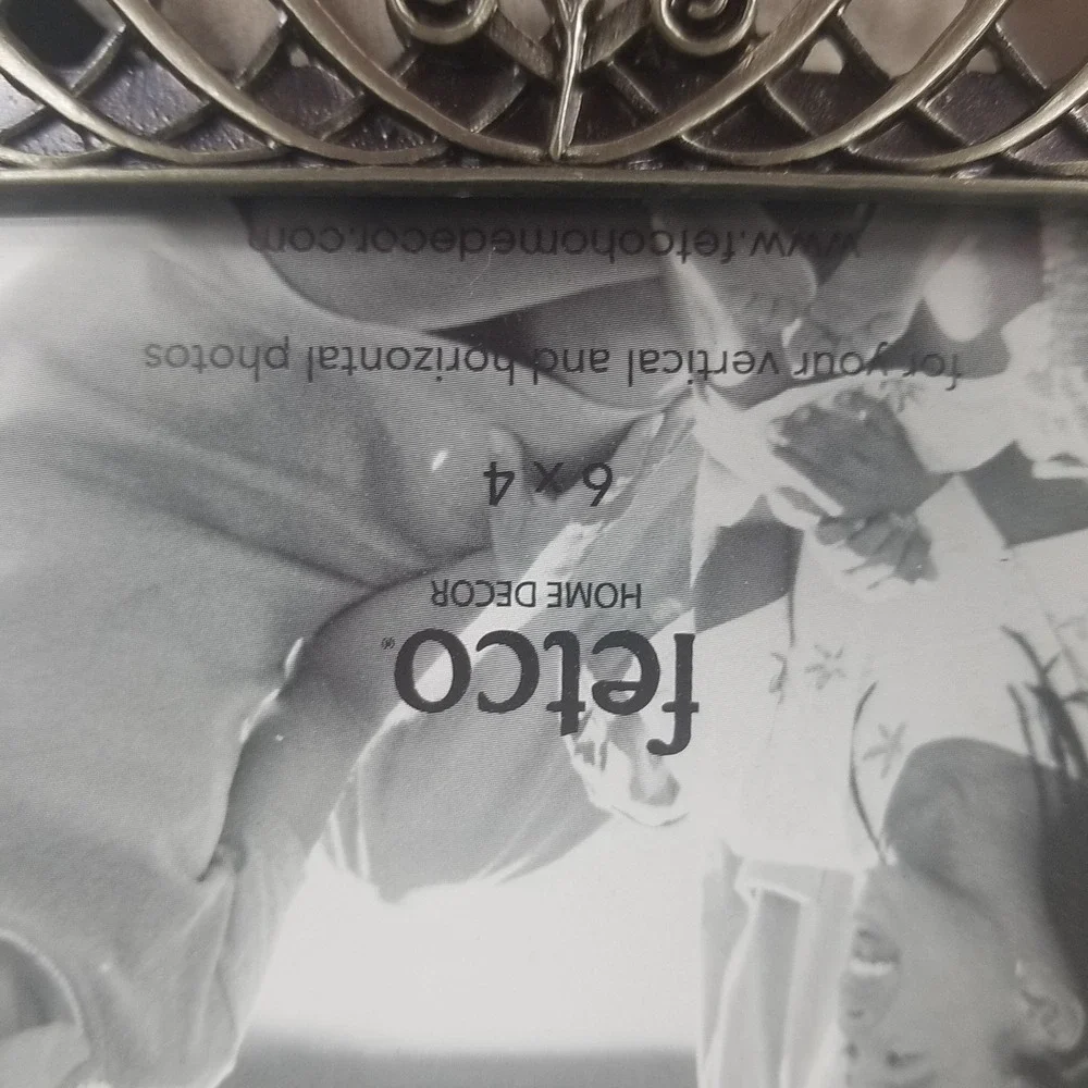 Fetco metal Picture Frame 4x6 Silver Like New Rose Lattice Openwork Filigree